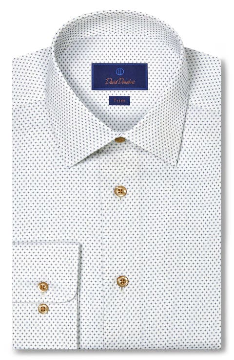 Trim Fit Micro Geometric Cotton Dress Shirt