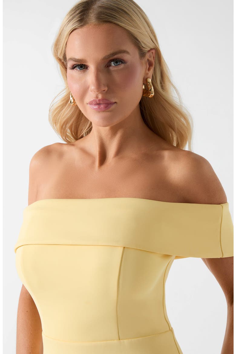 Andrea Off the Shoulder Scuba Dress, Alternate, color, GRATED LEMON