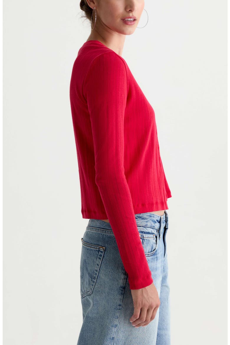 Edden Cotton Pointelle Cardigan, Alternate, color, RECORDING RED