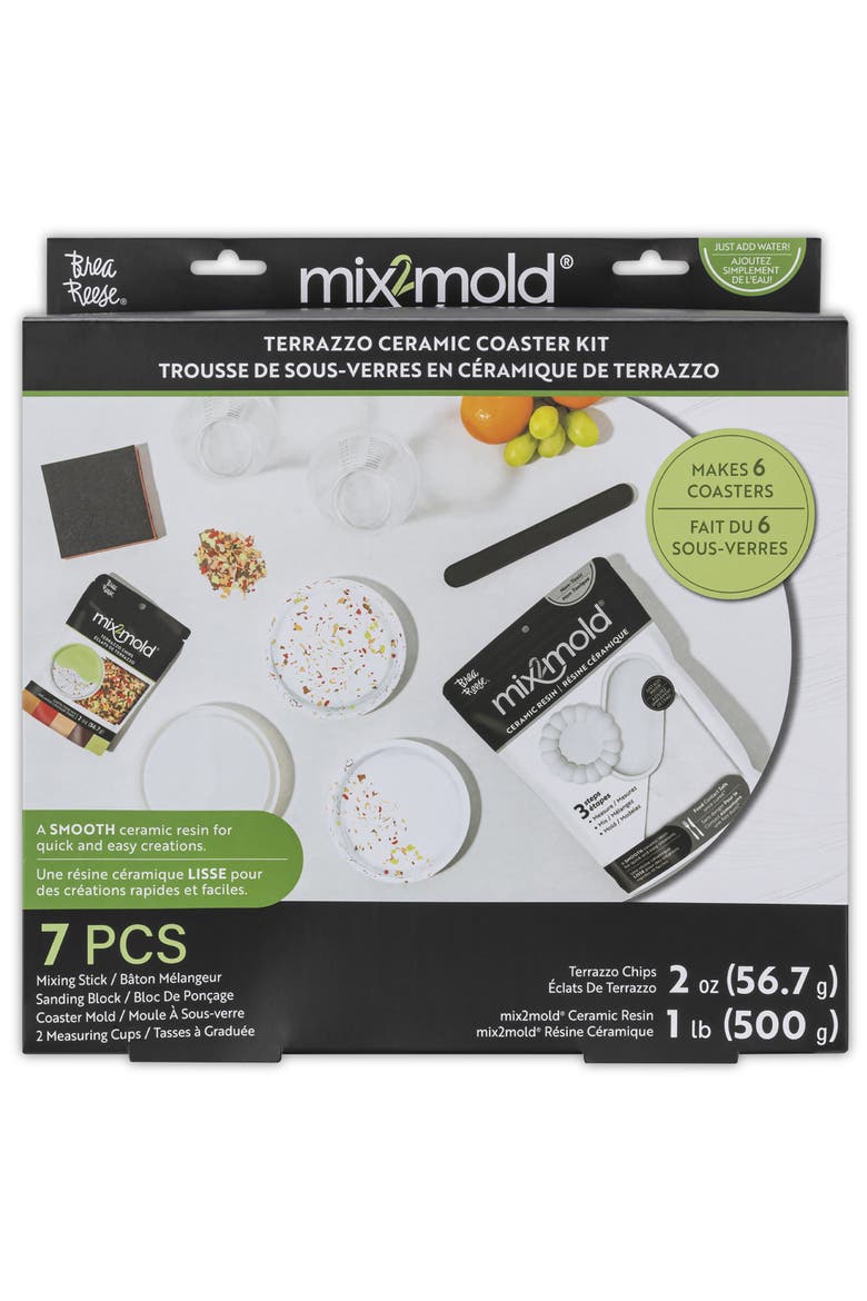 Mix2Mold Terrazzo Ceramic Coaster Kit Diy 6 Coasters, Main, color, Multicolored