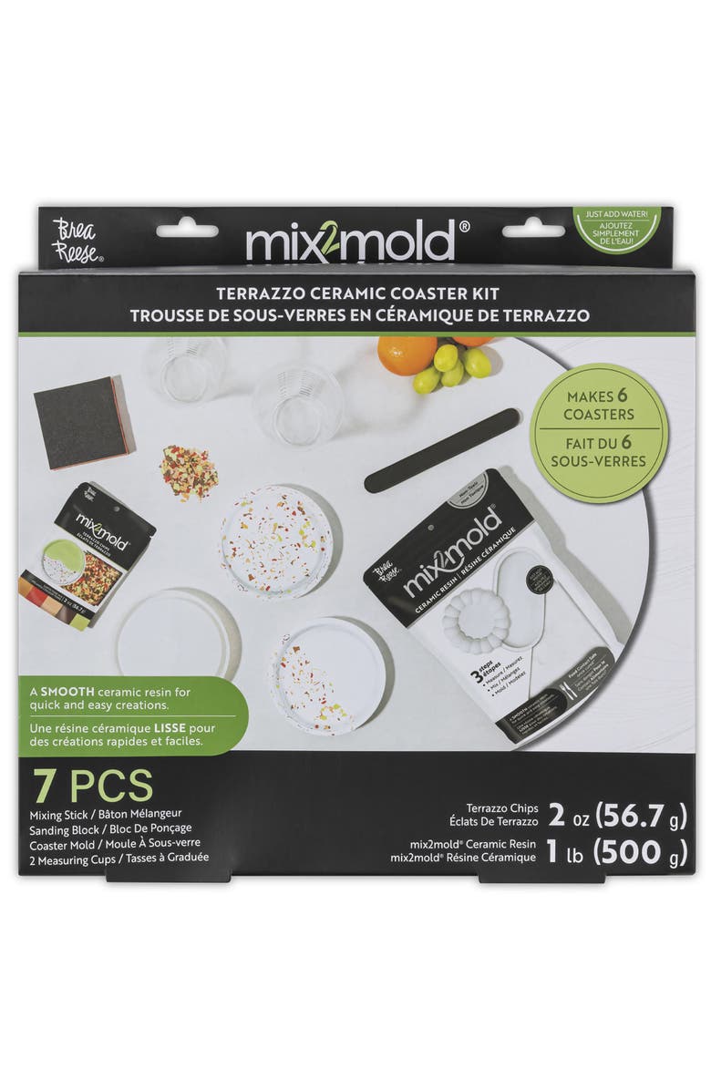 Brea Reese Mix2Mold Terrazzo Ceramic Coaster Kit Diy 6 Coasters, Main, color, Multicolored