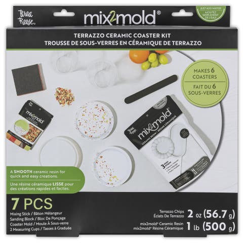 Mix2Mold Terrazzo Ceramic Coaster Kit Diy 6 Coasters