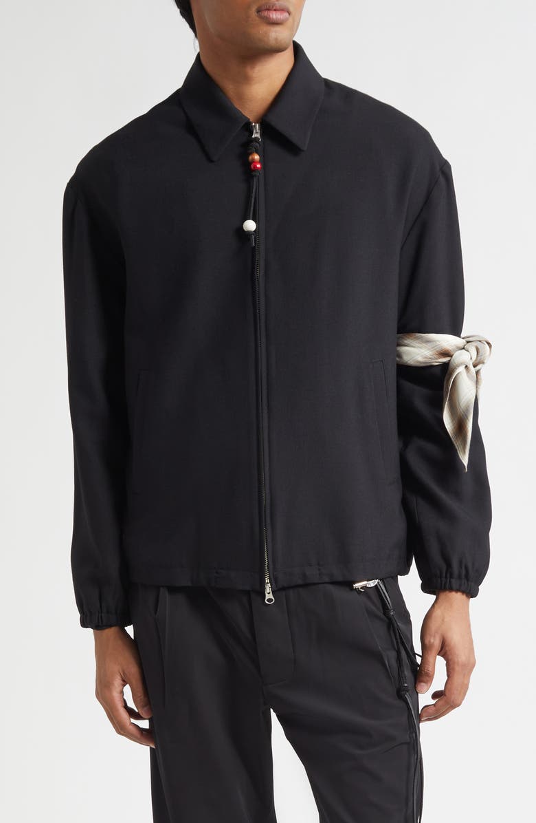 SONG FOR THE MUTE Slim Gabardine Coach's Jacket, Main, color, Black
