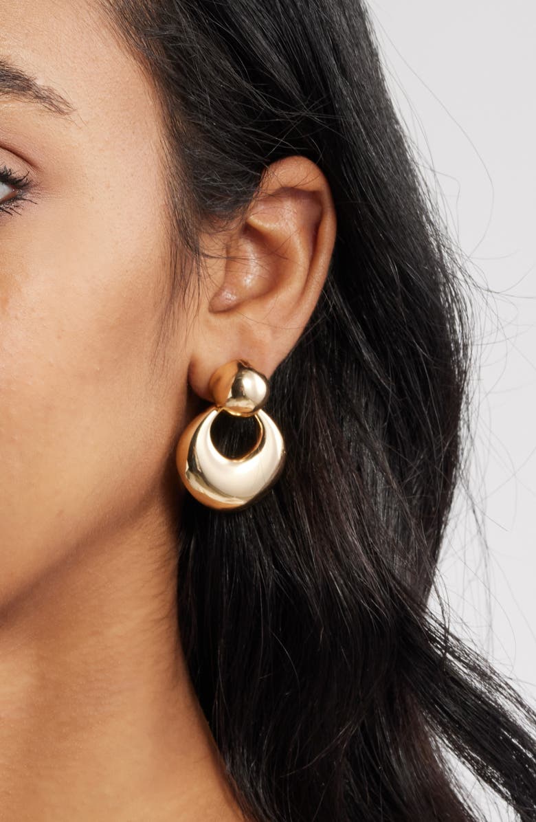 Open Edit Polished Frontal Hoop Earrings, Alternate, color, Gold