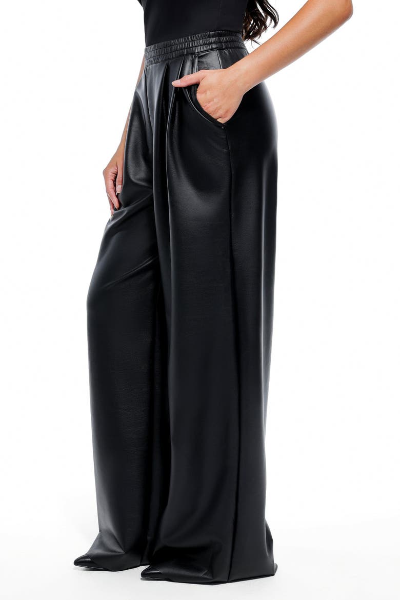 Faux Leather High Waisted Wide Leg Pants, Alternate, color, Classic black