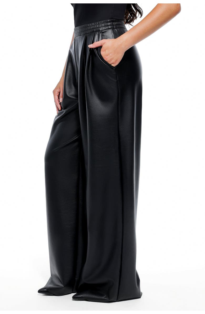 Popilush Faux Leather High Waisted Wide Leg Pants, Alternate, color, Classic Black