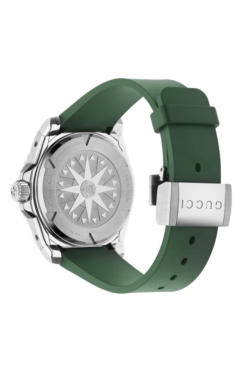 Gucci Dive Automatic Rubber Strap Watch, 40mm, Alternate, color, Green