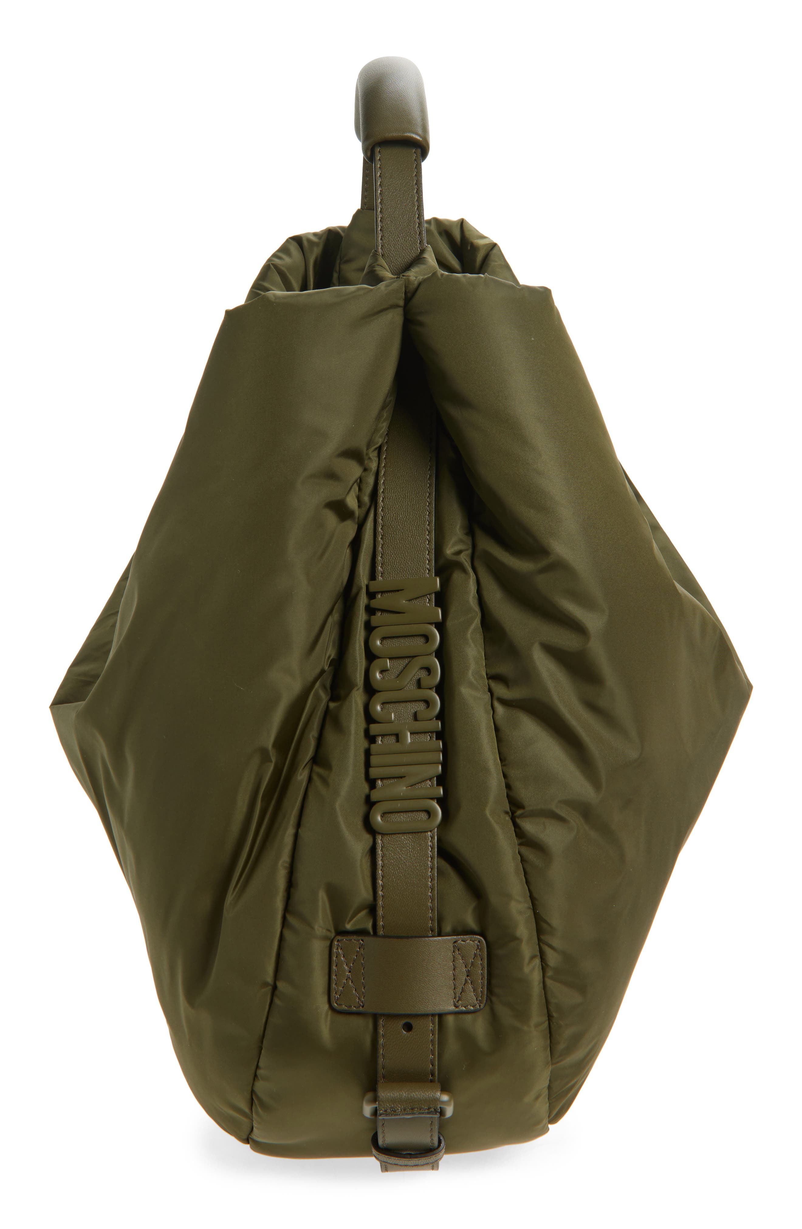 Moschino Handle Me Nylon Hobo Bag, Alternate, color, Military Green 85B On2