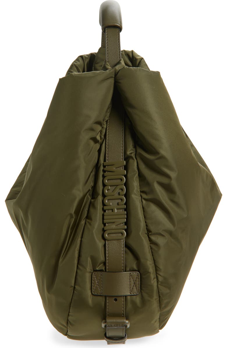 Moschino Handle Me Nylon Hobo Bag, Alternate, color, Military Green 85B On2