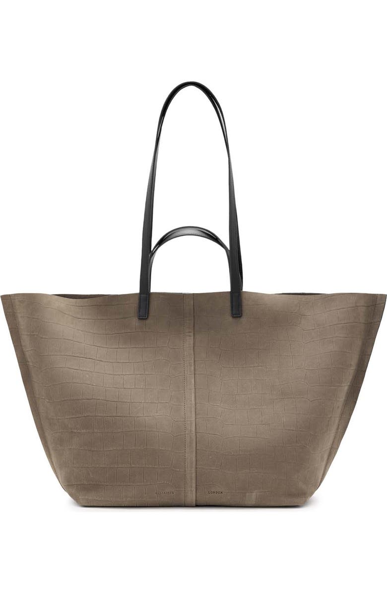 AllSaints Phoenix Crocodile Embossed Leather Tote, Main, color,