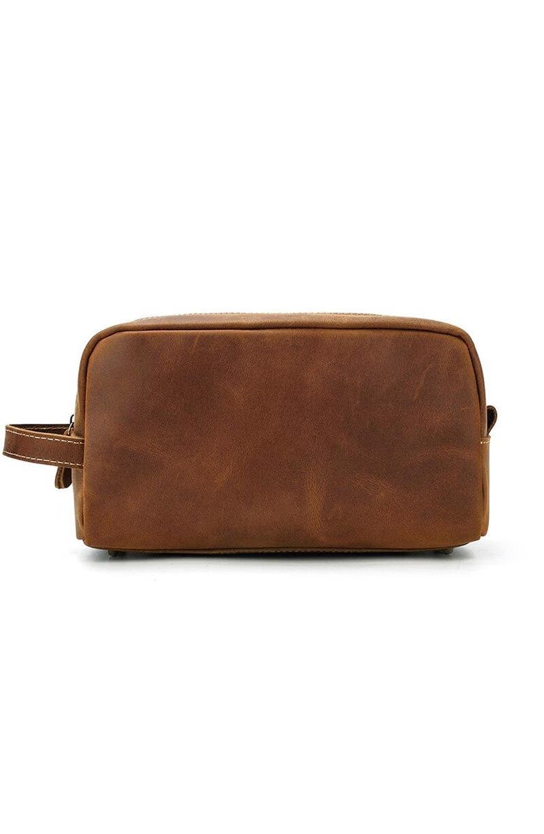 STEEL HORSE LEATHER The Wanderer Toiletry Bag | Genuine Leather Toiletry Bag, Main, color, Brown