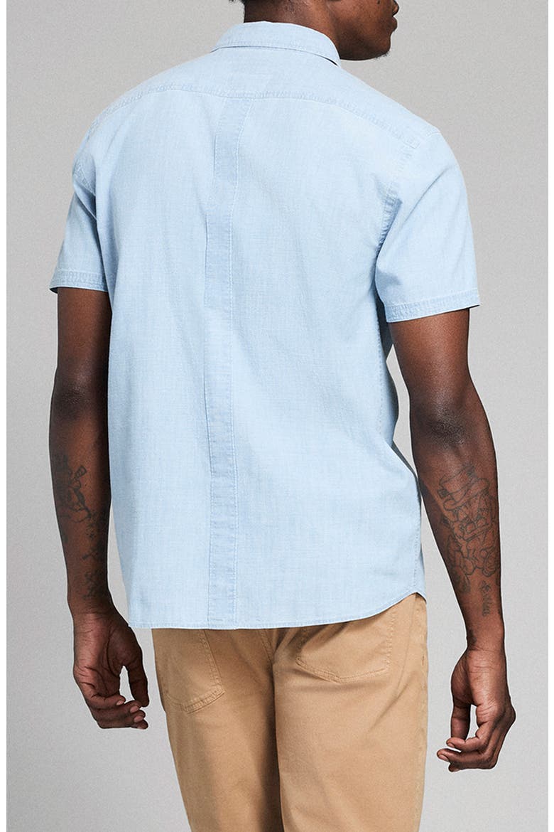 Donelson Short Sleeve Organic Cotton Chambray Sport Shirt, Alternate, color, BLUE