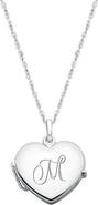 Tiny Blessings Sterling Silver Heart Locket & Engraved Initial 14-16" Necklace