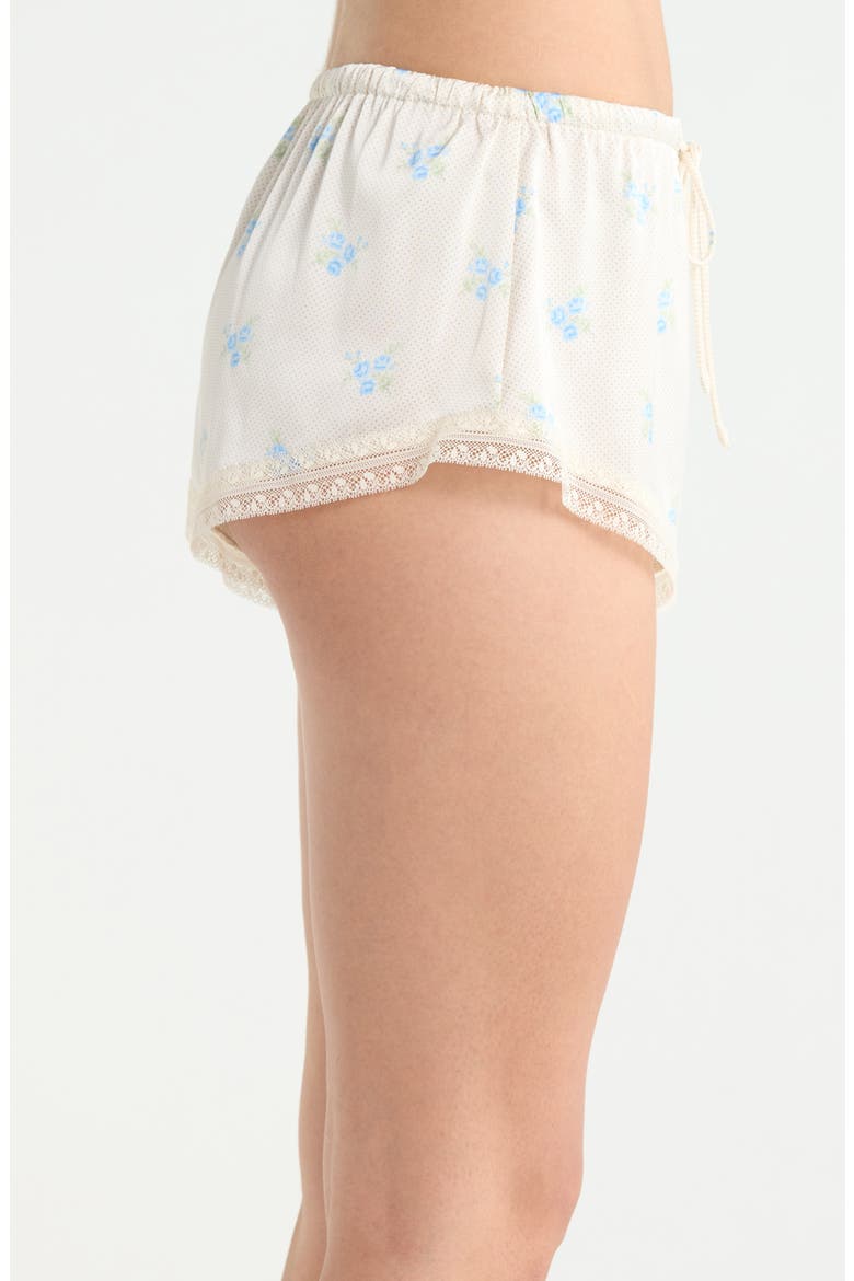 Noreen Floral Lace Trim Mesh Pajama Shorts, Alternate, color, PRINT ECRU BACKGR