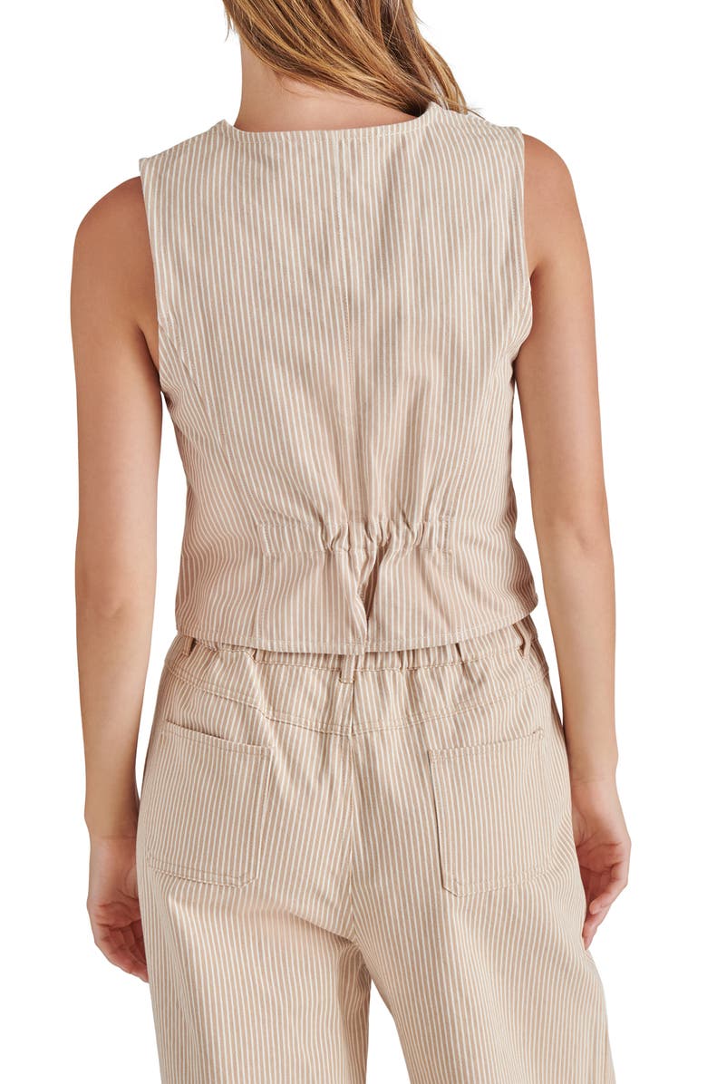 Steve Madden Selene Stripe Denim Vest, Alternate, color, Khaki