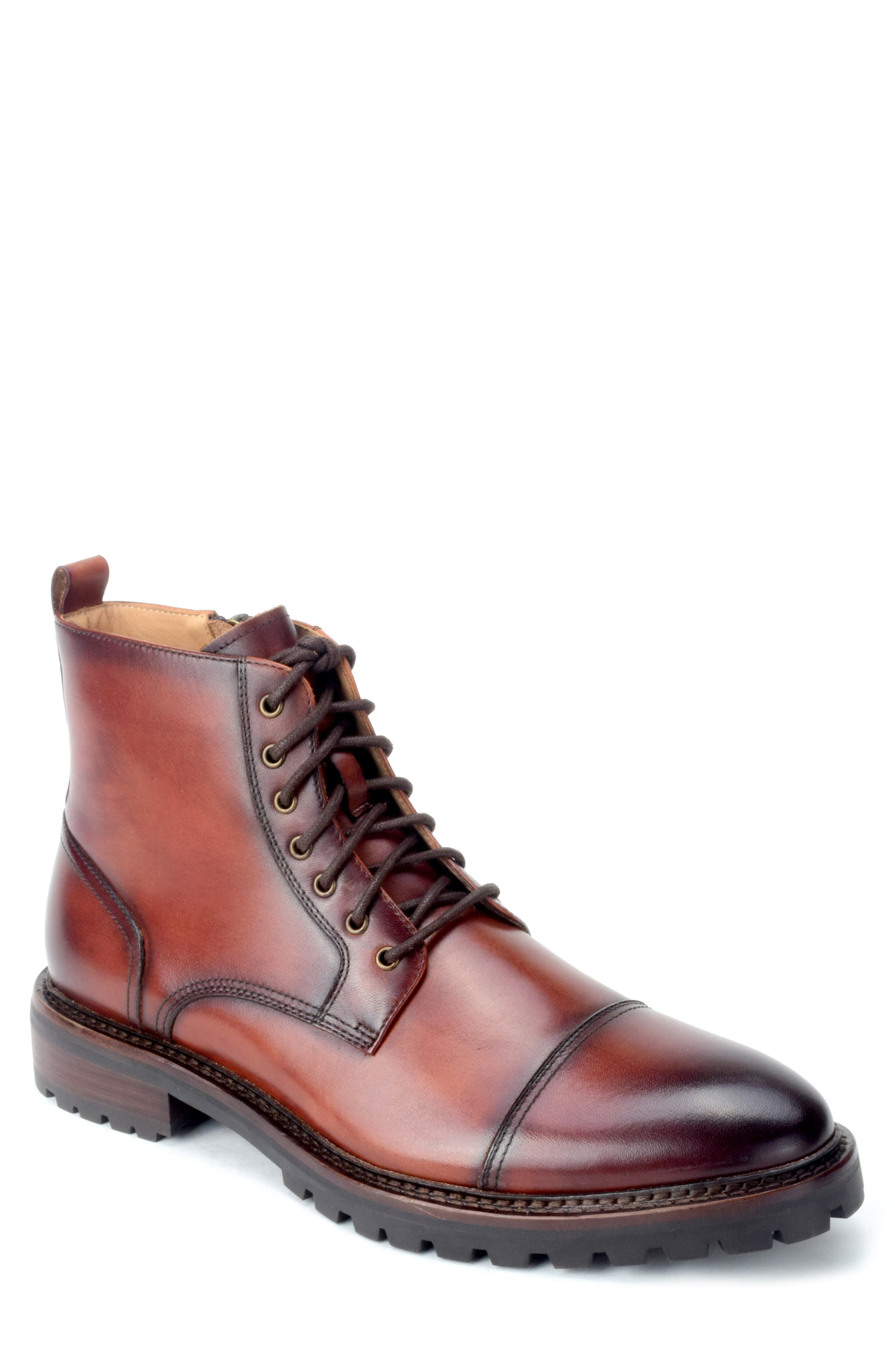 Tinley Cap Toe Boot, Main, color, CHESTNUT