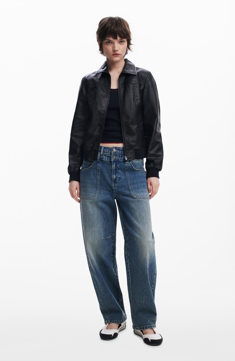 Desigual Faux Leather Biker Jacket, Alternate, color, 