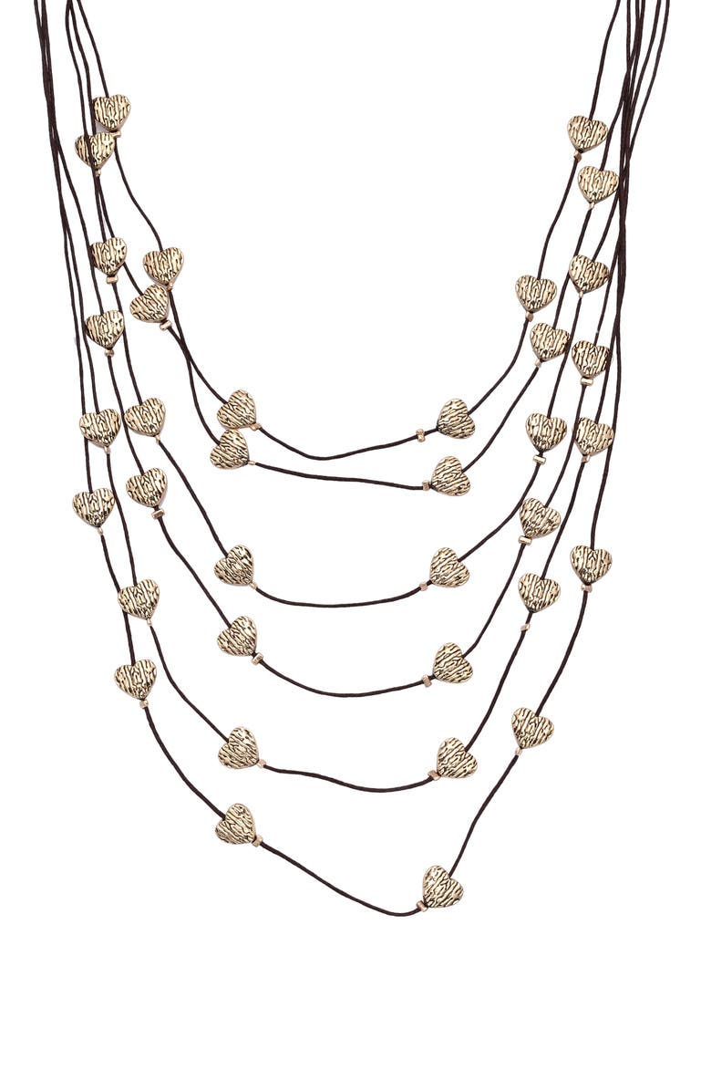 EYE CANDY LOS ANGELES Heart Layered Necklace, Main, color, Gold