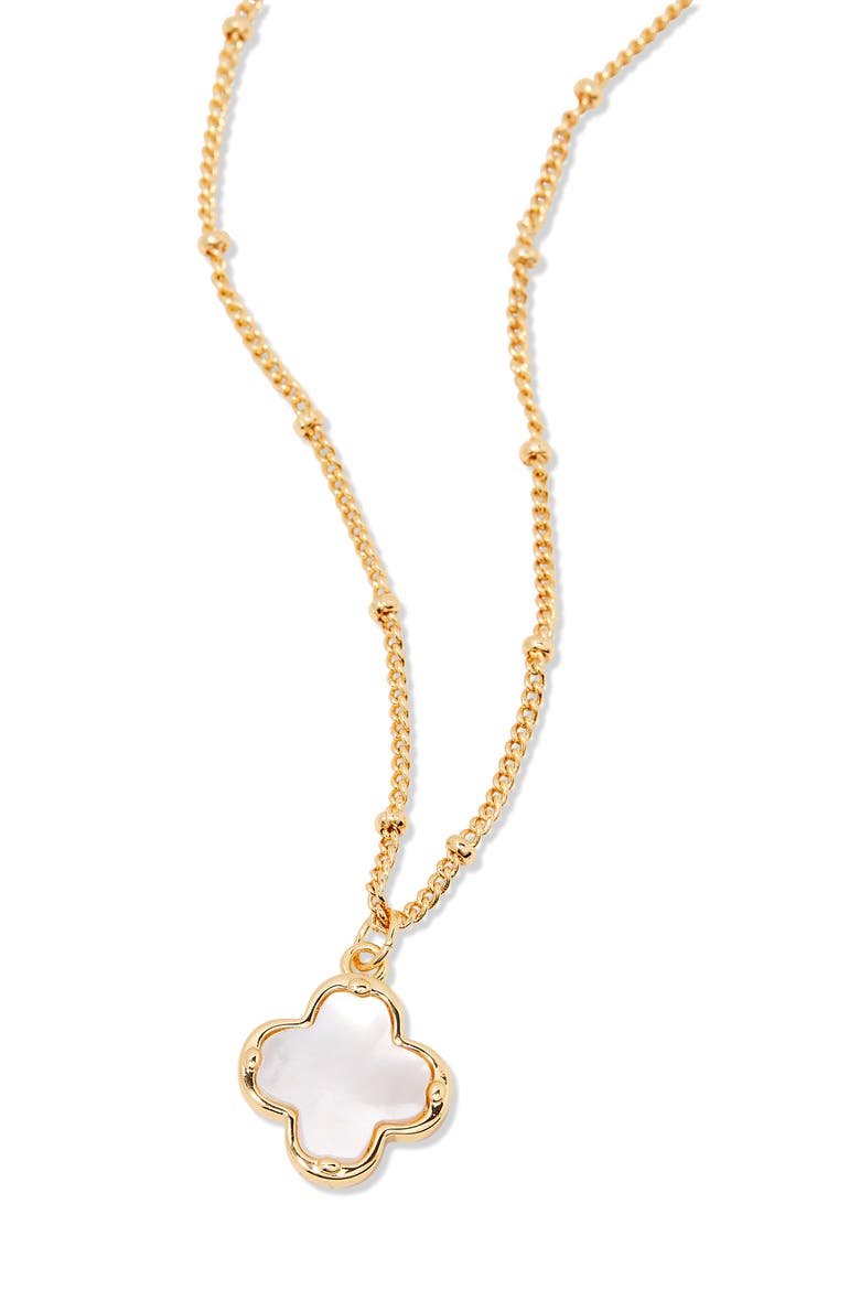 Chatham Clover Mother-of-Pearl Pendant Necklace, Alternate, color, GOLD