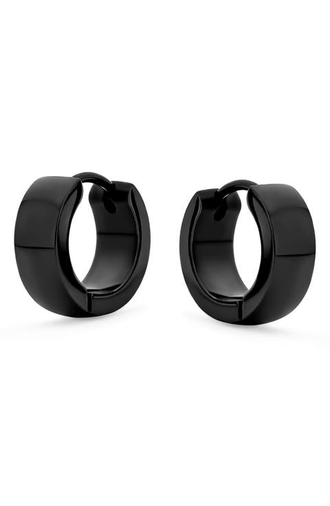 Black Stainless Steel Hoop Earrings
