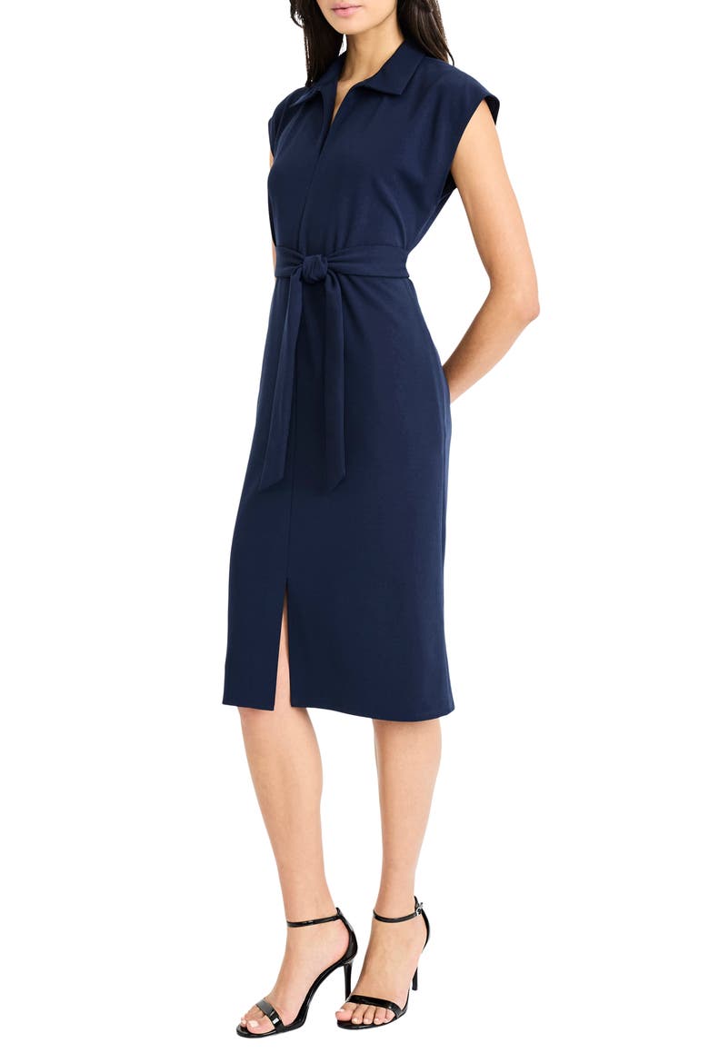 Collared Midi A-Line Dress, Alternate, color, NAVY BLAZER