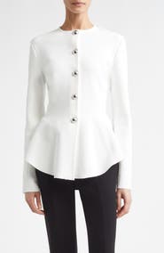 Proenza Schouler Dasha Compact Stitch Peplum Sweater Jacket