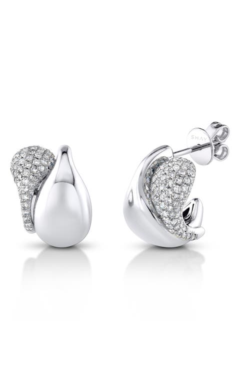 Double Drip Diamond & 18K Gold Huggie Hoop Earrings