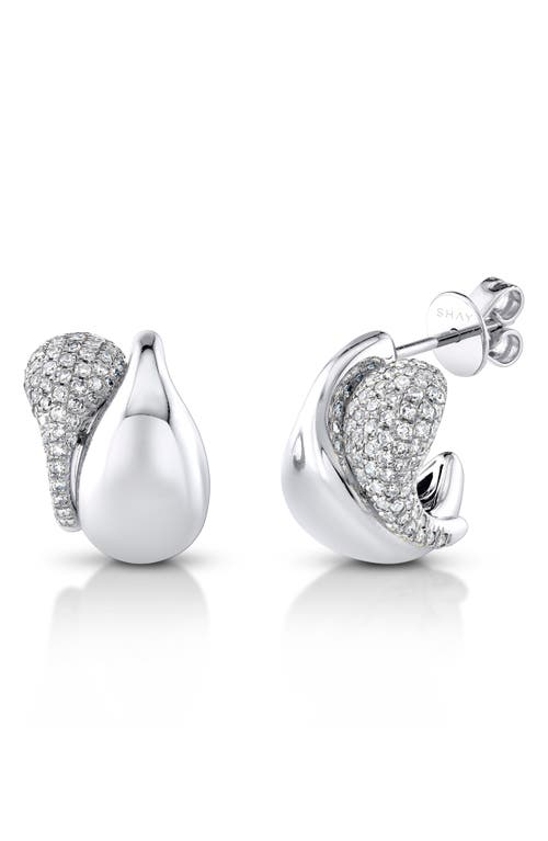 SHAY Double Drip Diamond & 18K Gold Huggie Hoop Earrings in White Gold  product
