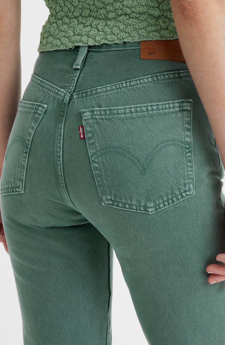 Levi's<sup>®</sup> 501<sup>®</sup> Original Frayed High Waist Crop Straight Leg Jeans, Alternate, color, Misty Silver Pine