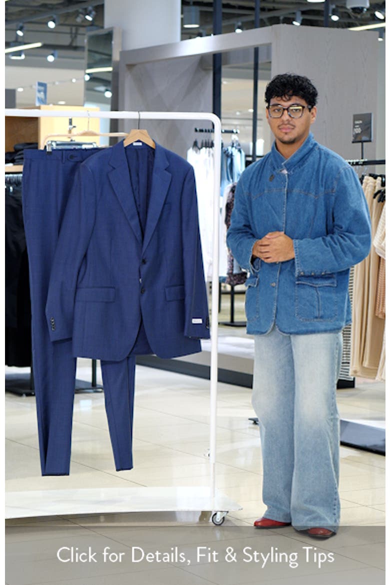Flynn Classic Fit Blue Microcheck Wool Suit video