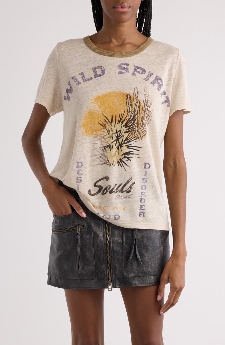 Isabel Marant Étoile Kiliann Linen Graphic T-Shirt, Main, color,