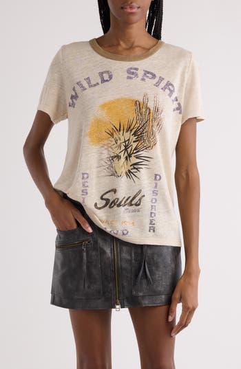 Isabel Marant Étoile Kiliann Linen Graphic T-shirt In Neutral