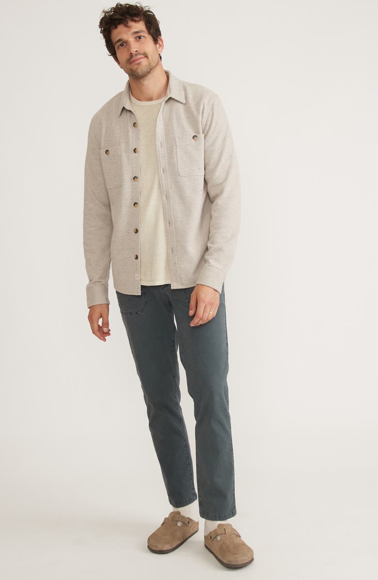 Marine Layer Pacifica Knit Flannel Button-Up Overshirt, Alternate, color, 
