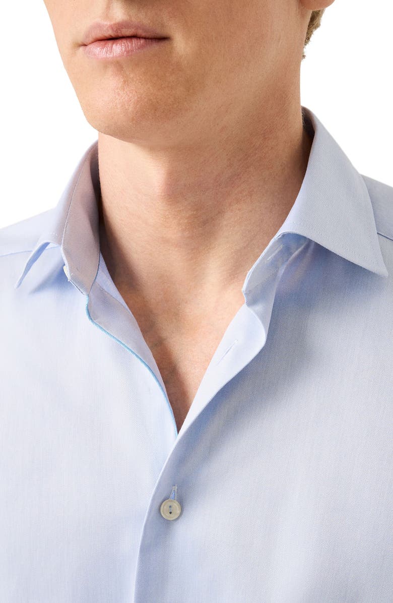 Eton Contemporary Fit Solid Cotton Dress Shirt, Alternate, color, Light Blue