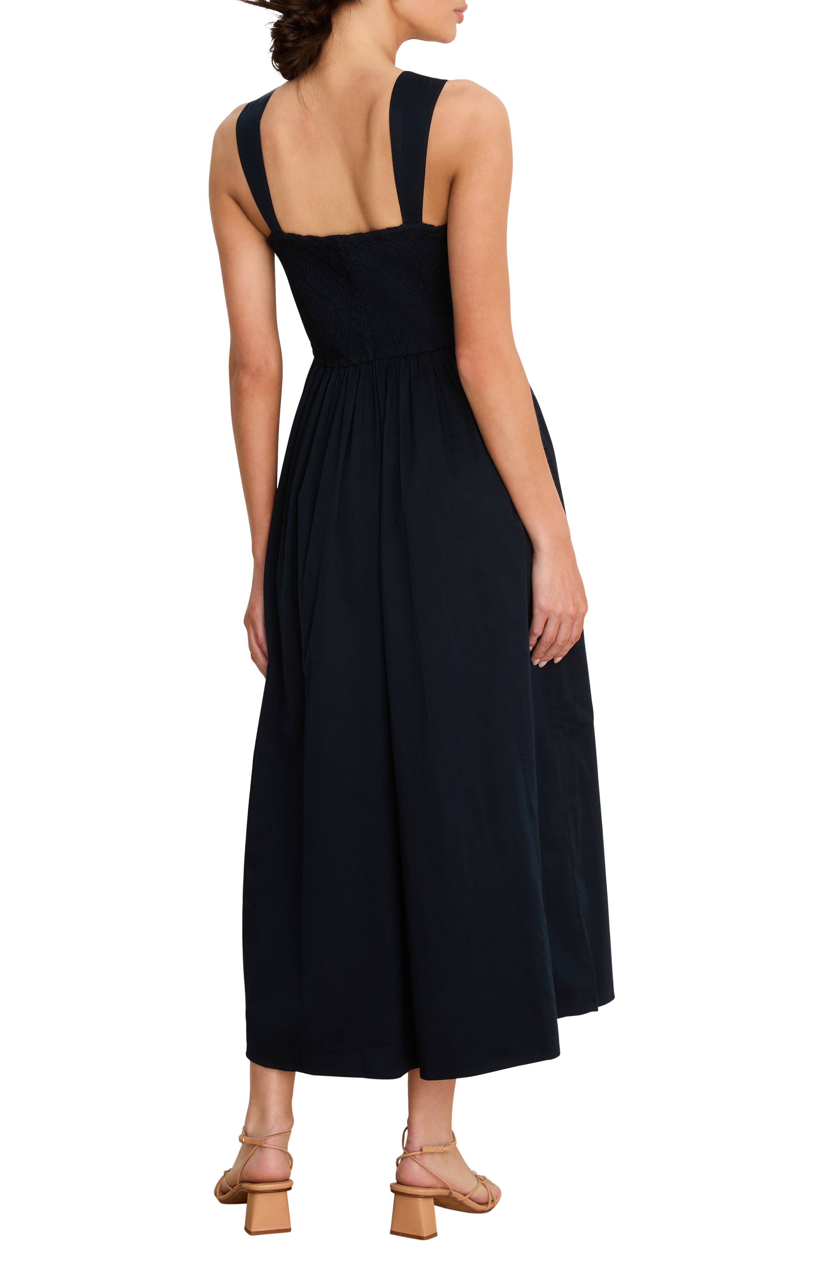 Eloise Floral Leaf Applique Stretch Cotton Fit & Flare Midi Dress - image 2
