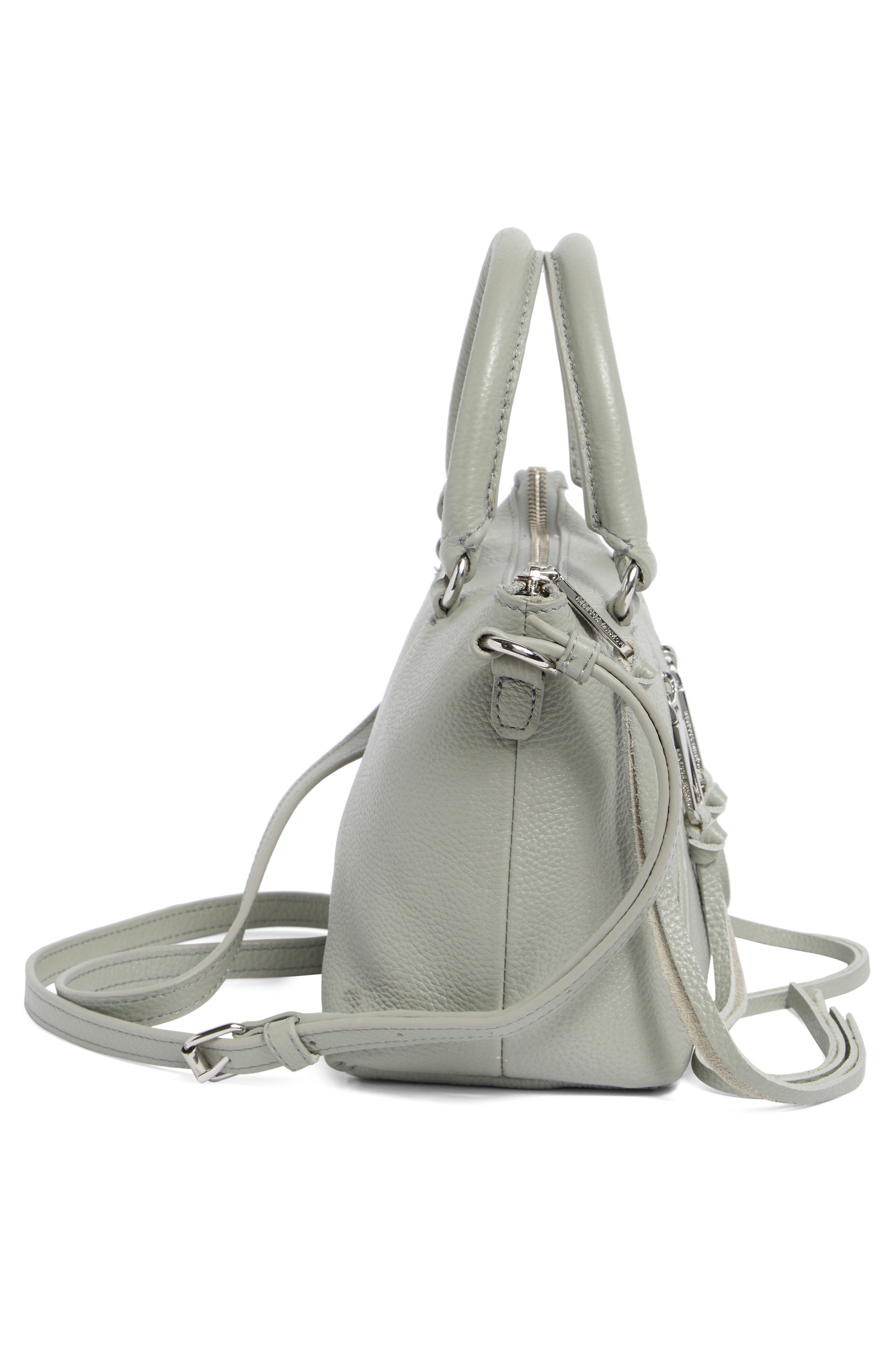 Rebecca Minkoff Micro Moto Leather Satchel, Alternate, color, Dove