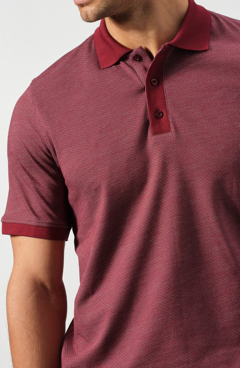 STUDIO GARNET LOS ANGELES Cotton Jacquard Knit Polo, Alternate, color, Burgundy