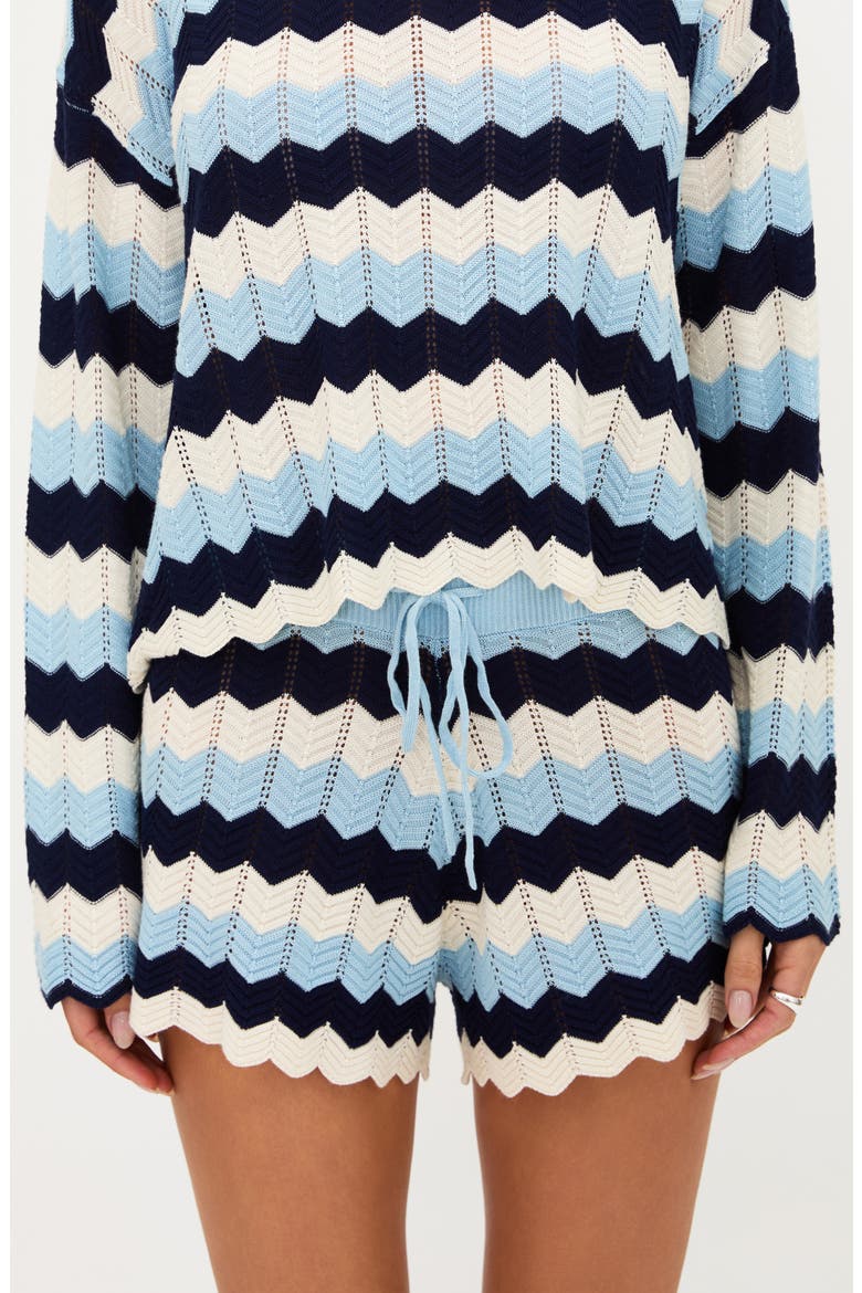 Balboa Chevron Stripe Pointelle Cover-Up Shorts, Main, color, ULTRAMARINE CHEVRON