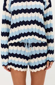 Beach Riot Balboa Chevron Stripe Pointelle Cover-Up Shorts