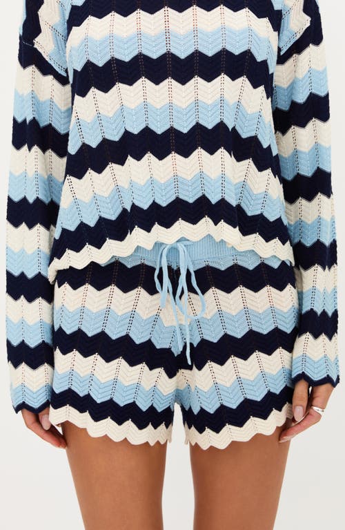 Beach Riot Balboa Chevron Stripe Pointelle Cover-up Shorts In Blue