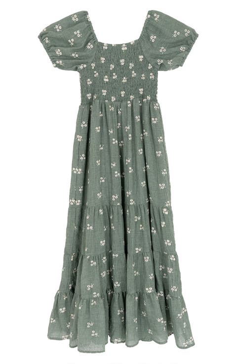 Kids' Embroidered Smocked Cotton Gauze Dress