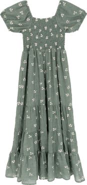 Rare Editions Kids' Embroidered Smocked Cotton Gauze Dress