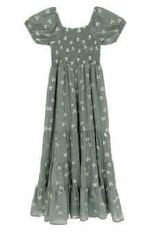 Kids' Embroidered Smocked Cotton Gauze Dress
