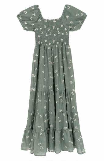 Kids' Embroidered Smocked Cotton Gauze Dress