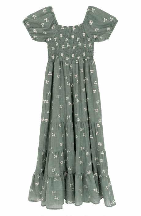 Kids' Embroidered Smocked Cotton Gauze Dress