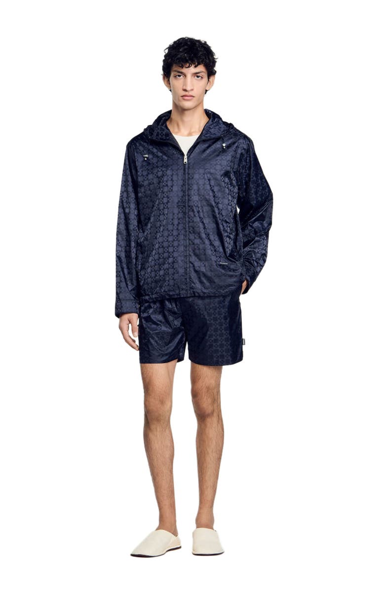 SANDRO Square Cross nylon jacket, Alternate, color, Midnight Blue