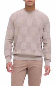 Bugatchi Jacquard Check Merino Wool Sweater
