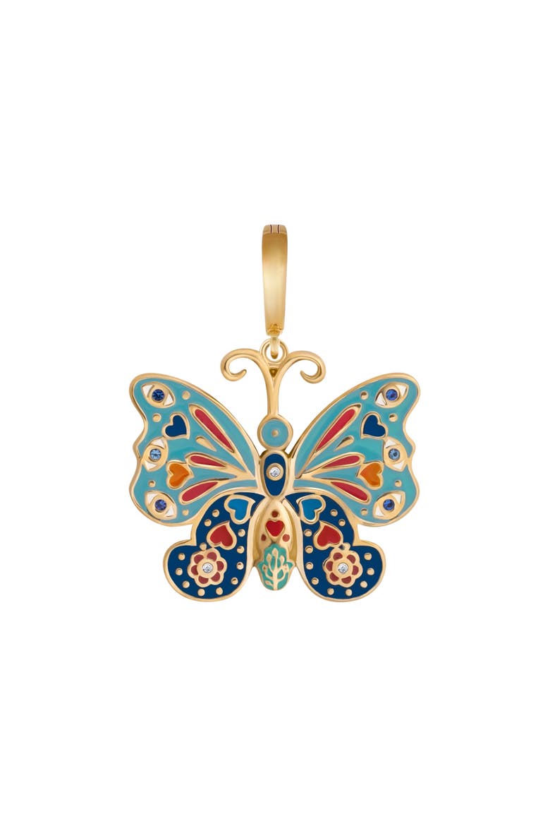 Vibrant Awakening Butterfly Charm Necklace, Alternate, color, Gold/Multicolor
