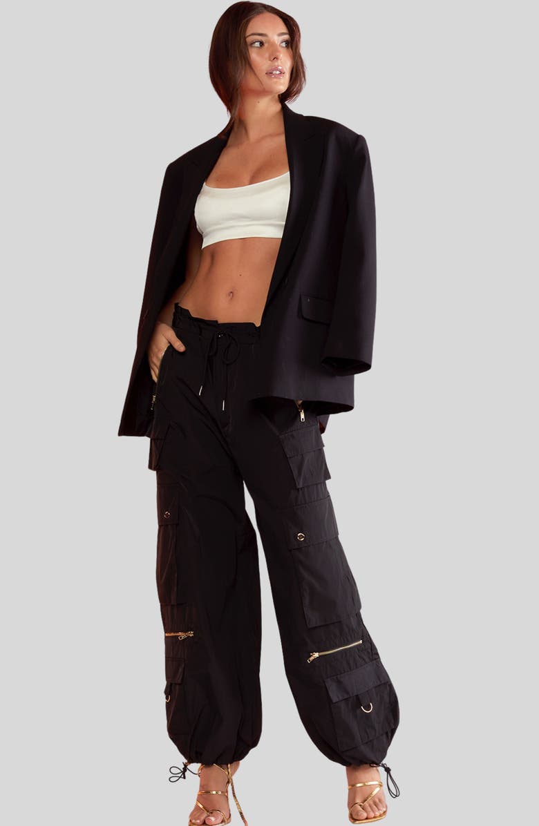 Cynthia Rowley Kim Cargo Pant, Main, color, Black