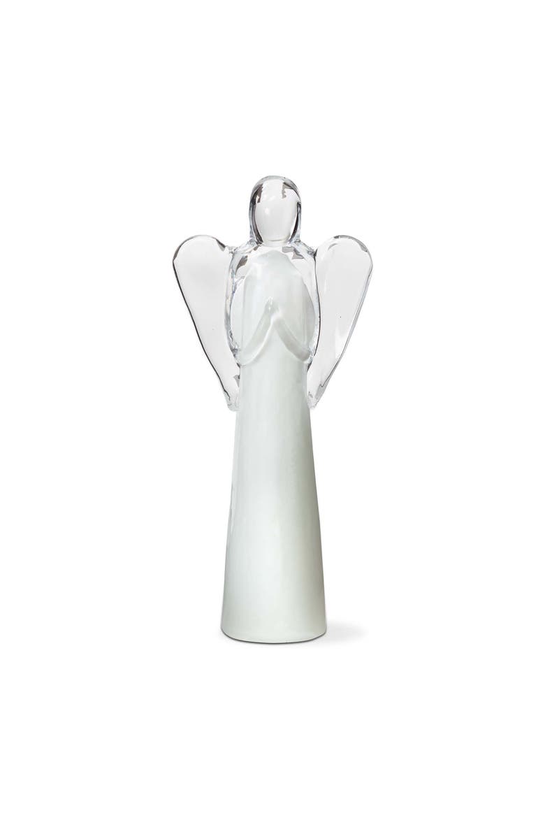 Small Glass Angel Decor for Holiday and Christmas, Main, color, White